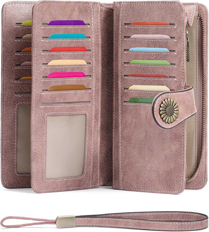 SENDEFN Wallets for Women Leather Credit Card Holder with RFID Blocking Large Capacity Wristlet | with RFID Blocking, Large Capacity, Wristlet, with RFID Blocking, Large Capacity, Wristlet - Image 1